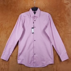 HUGO BOSS Mens Shirt Size 14.5 Pink Button Up Sharp Fit Stretch KENT $168